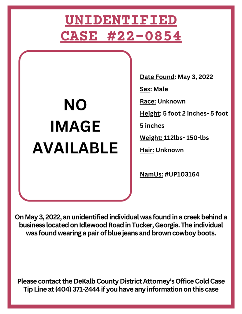 Unidentified Cases DeKalb County GA